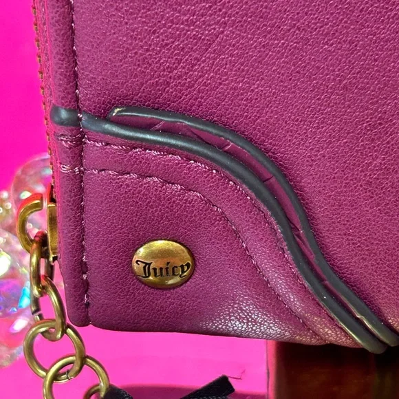 Juicy Couture Plum Zip-Around Wallet with Gold Hardware Approx. 8 x 4 - Picture 10 of 17
